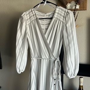 Calvin Klein White & Grey Stripped Dress